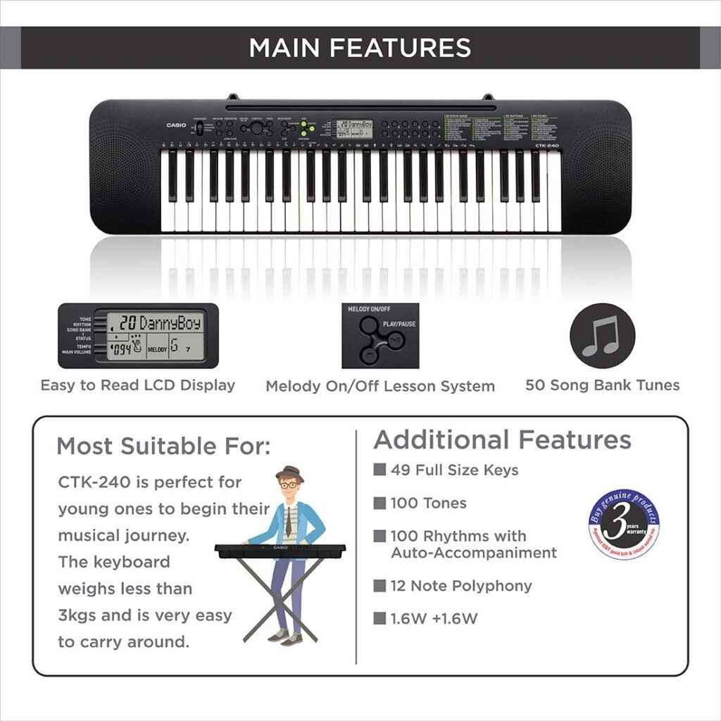 Casio CTK-240 Musical Keyboard (Black)
